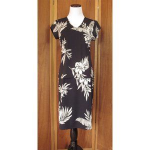 Vintage Axcess Deep Blue w/White Big Leaf Pattern Hawaiian BOHO Gypsy USA M 2pc